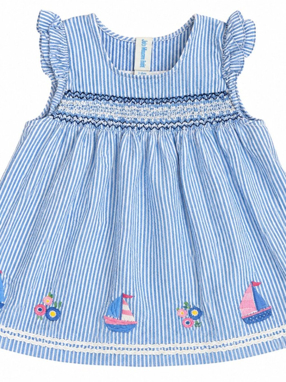 JoJo Maman Bébé Blue & White Striped Dress 2–3Y